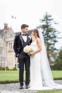 Autumn Wedding Photos - Bride and Groom with Irish Flag - Pink Lime Studios, Wedding Photographer Sligo