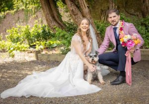 One Fab Day Magazine Feature - Bride & Groom with dog - Pink Lime Studios Wedding Photography