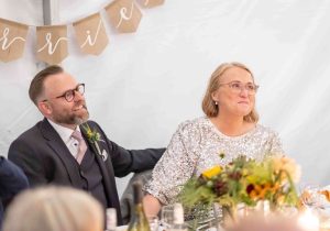 Wedding Party Photography - couple react to best man speach - Pink Lime Studios Wedding Photography