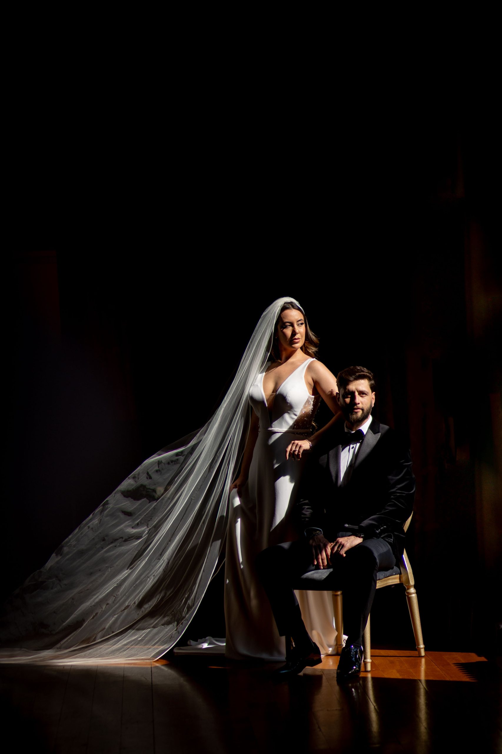 luxury couple pose for wedding portrait