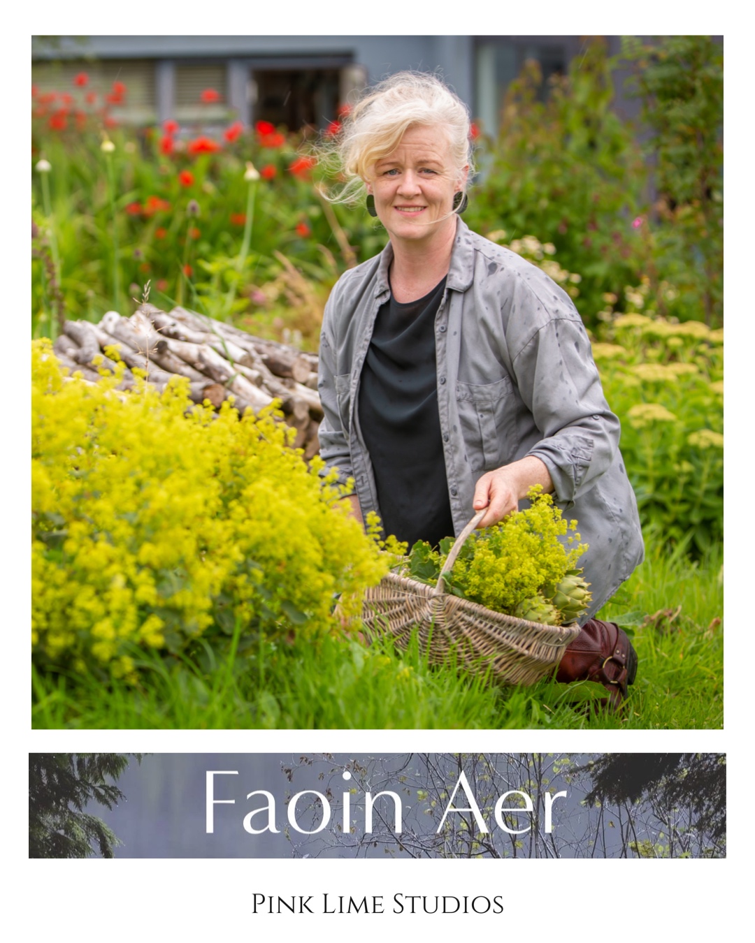 landscape designer in her garden with her basket