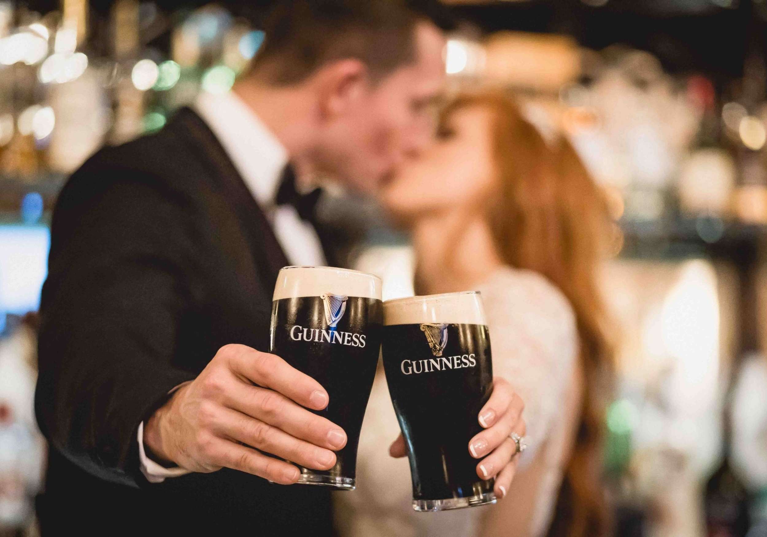 St. Patrick's Day Wedding Photos - Pink Lime Studios, Co. Sligo - Bride & Groom, pint of Guinness