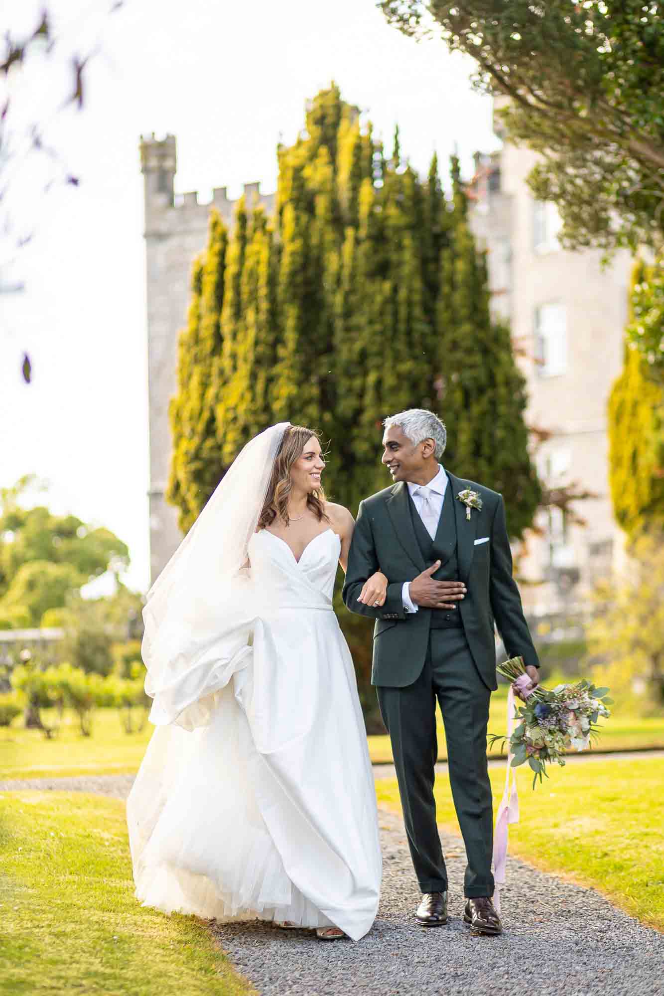 Indian Groom and Irish Bride walk grounds of Markree Castle - Wedding Photography Pink Lime Studios Sligo